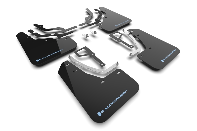 Hyundai Ioniq 5 N Mud Flap Kit - Rally Armor - Light Blue Logo - Black - `25-`27